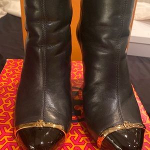 Tory Burch black leather short boots. Women’s size 7.5